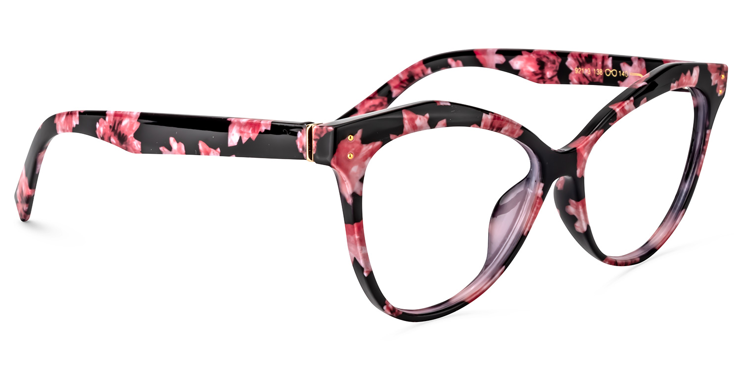 Cateye Pink Floral Glasses | ZEELOOL UK2