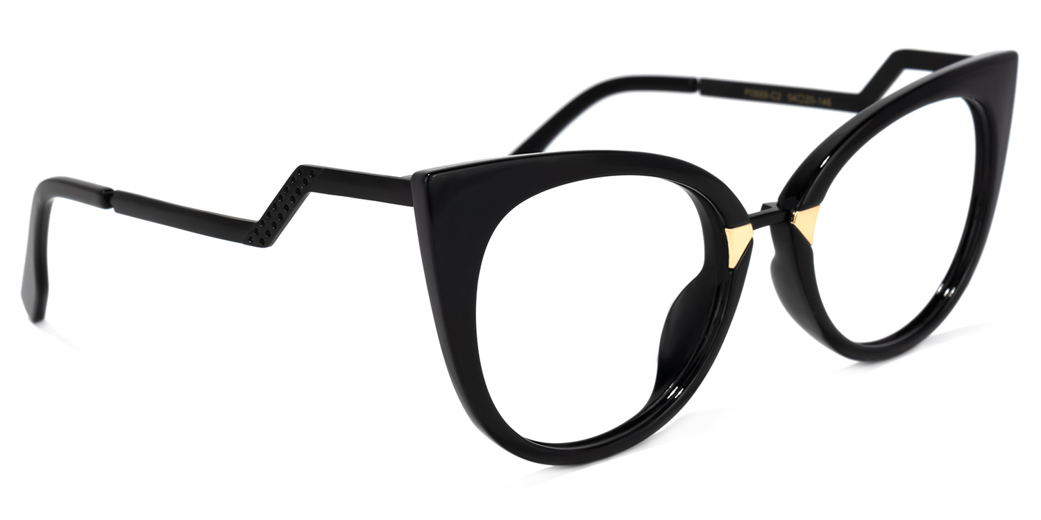 Cat Eye Black Glasses | ZEELOOL UK Eyeglass Frame2