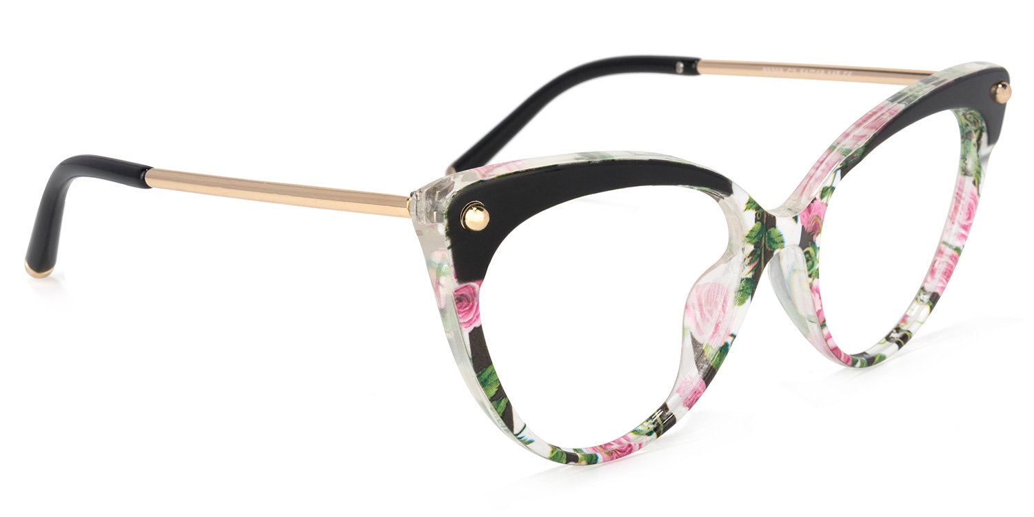 Alivia Cat Eye Pink-Green-Floral Eyeglasses and Frames2
