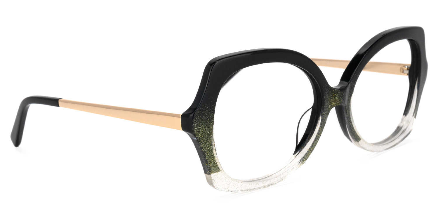 Sugarplum Geometric Black-Green Glasses | ZEELOOL UK2