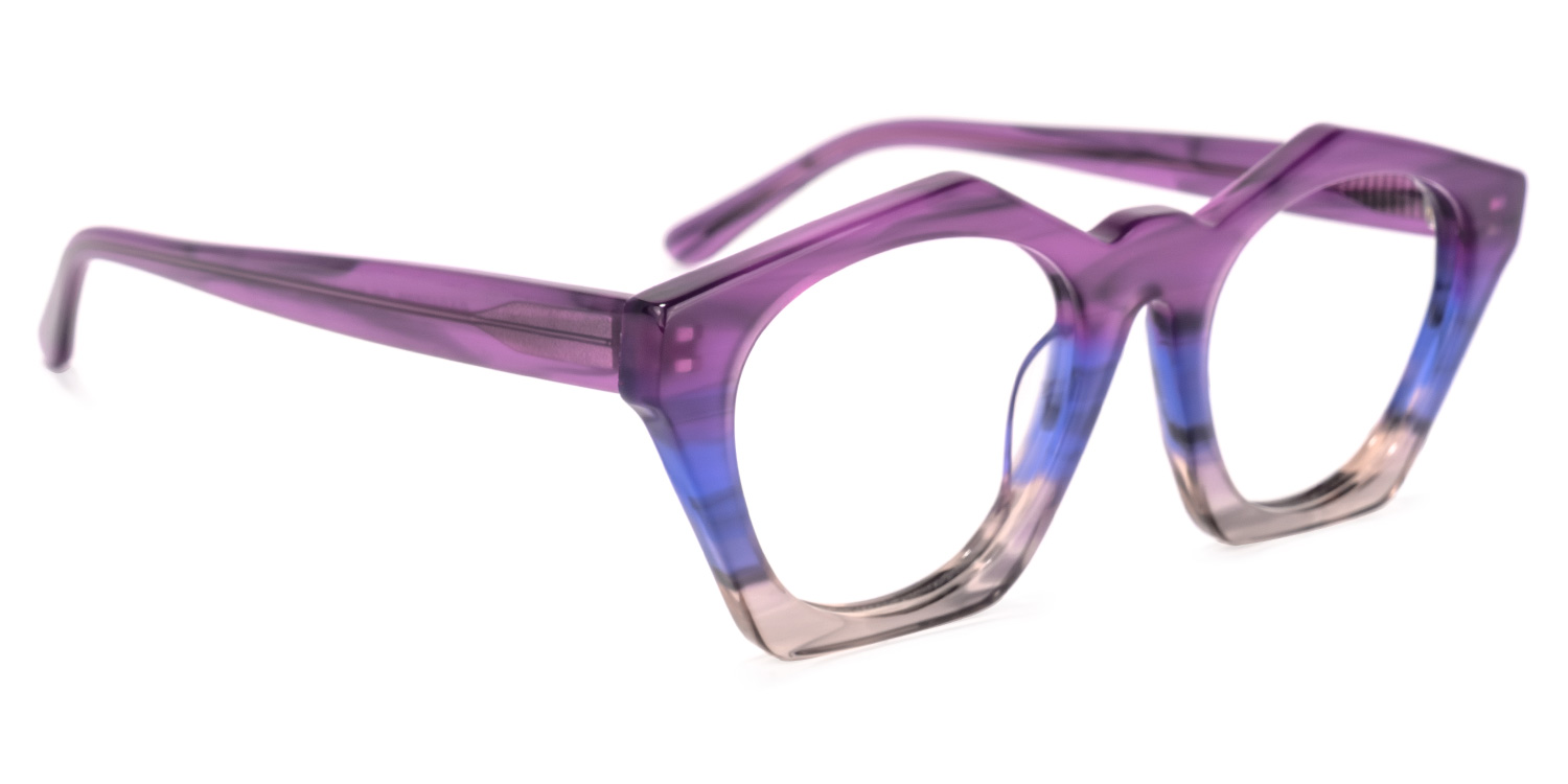 Flores Geometric Purple-Gray Glasses | ZEELOOL UK2
