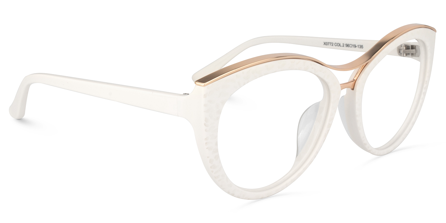 Carol Cateye White Frame Glasses | ZEELOOL UK1