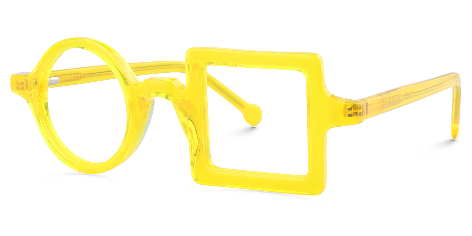 Paola Asymmetric Yellow Glasses | ZEELOOL UK3