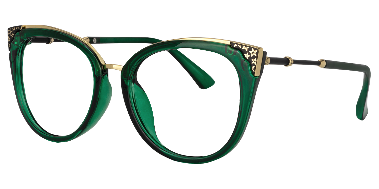 Dalton Cat Eye Dark Green Frame Glasses | ZEELOOL UK1