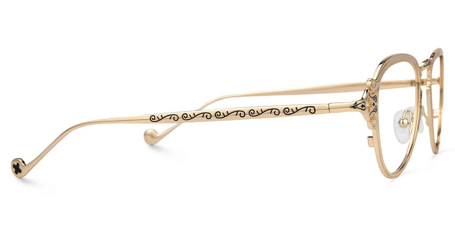 Pwaty Geometric Gold Eyeglasses with Metal Frames2