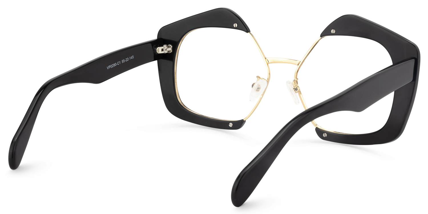 Geometric Black Glasses | ZEELOOL UK4