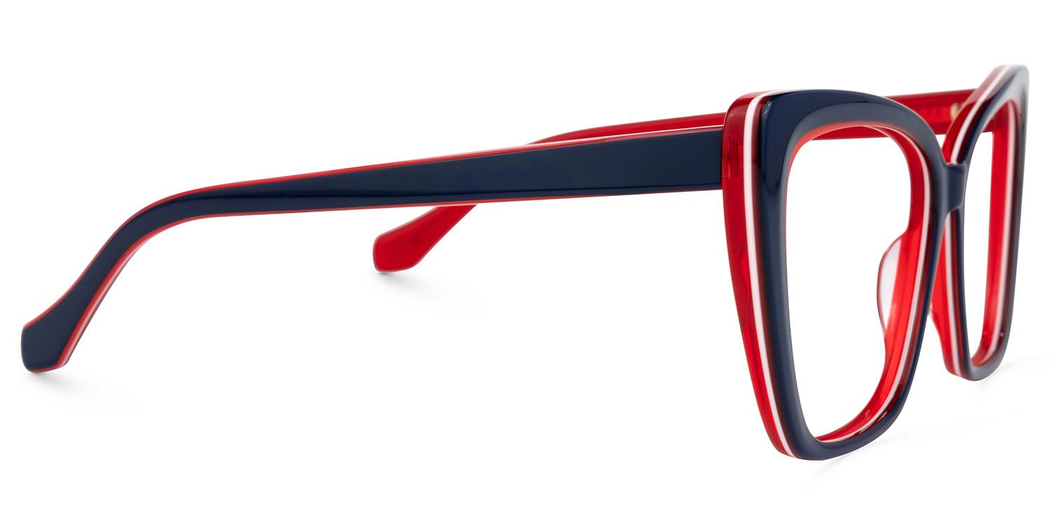 Shanell Butterfly Blue-Red Frame Glasses | ZEELOOL UK2