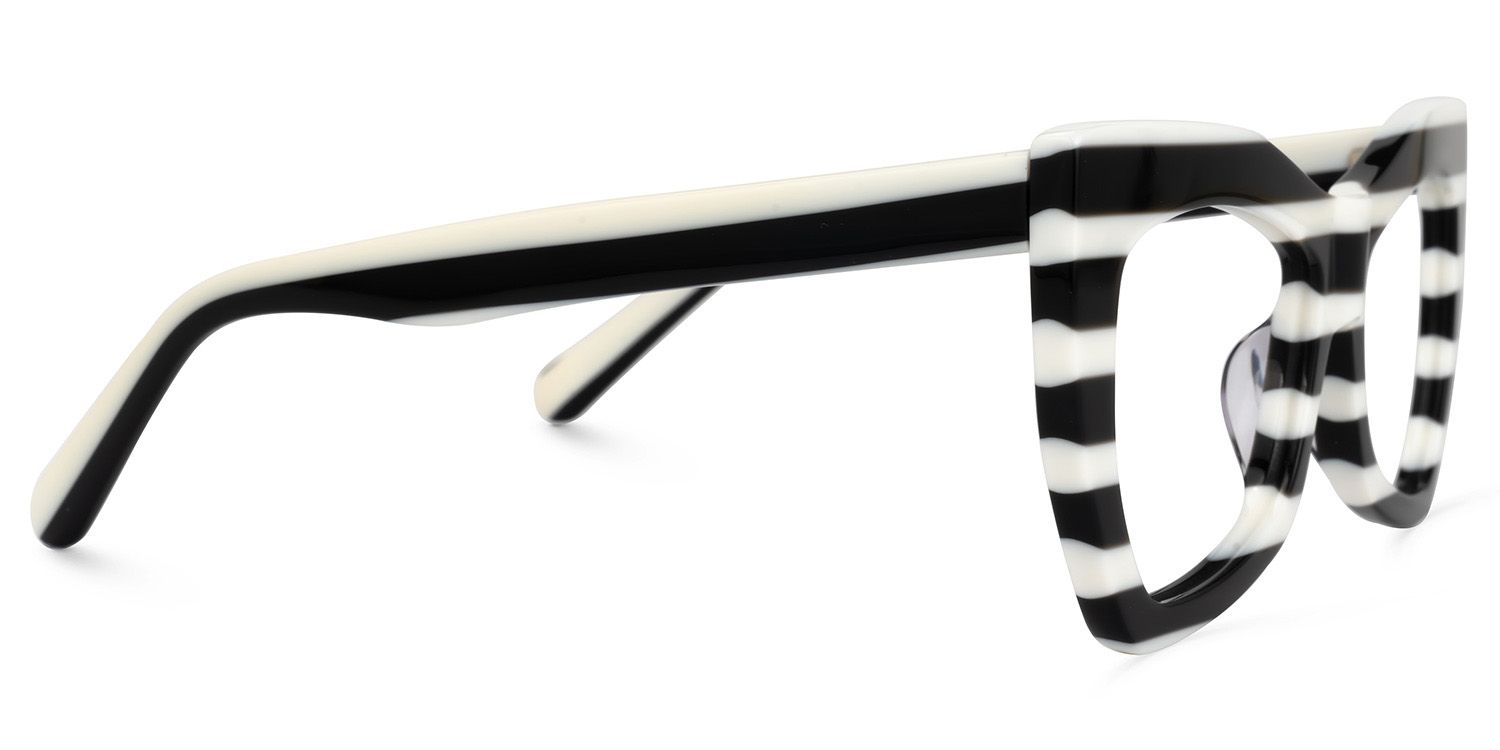 Bernita Geometric Black and White Striped Frames Glasses3