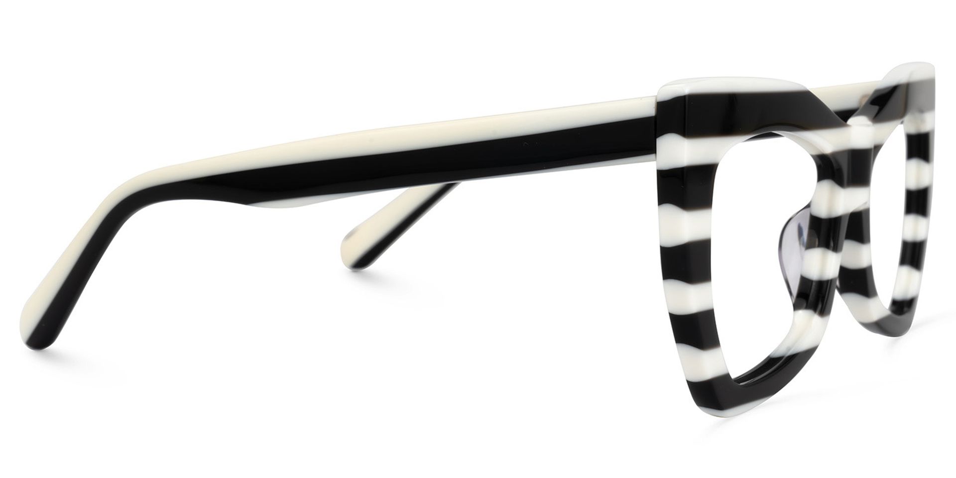 Bernita Geometric Black and White Striped Frames Glasses3