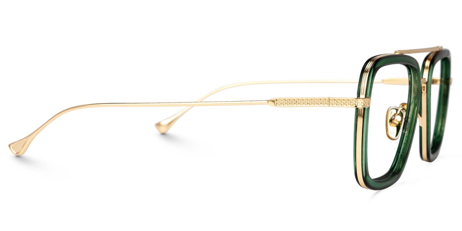 Gifford Rectangle Green Frame Glasses | ZEELOOL UK2