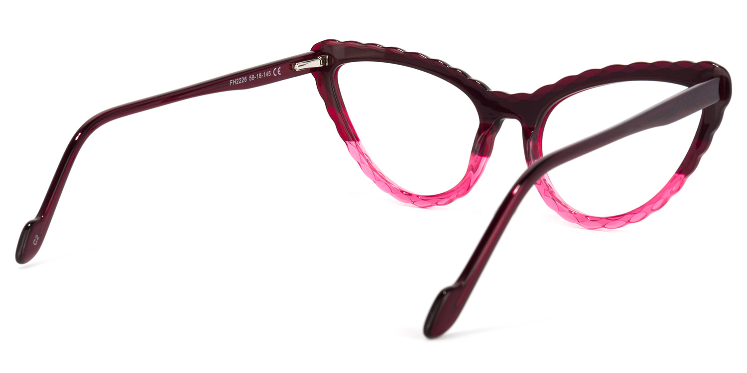 Presley Cateye Dark-Red Glasses | ZEELOOL UK4