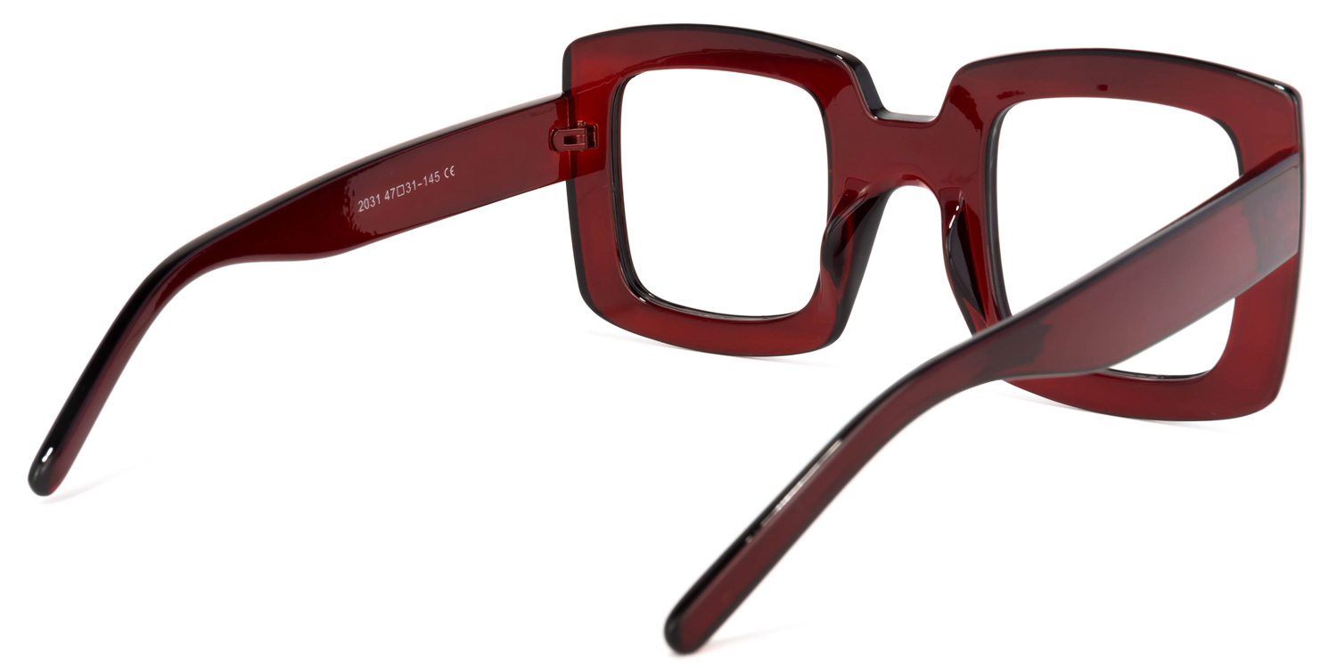 Quincey Square Dark-Red Glasses | ZEELOOL UK4