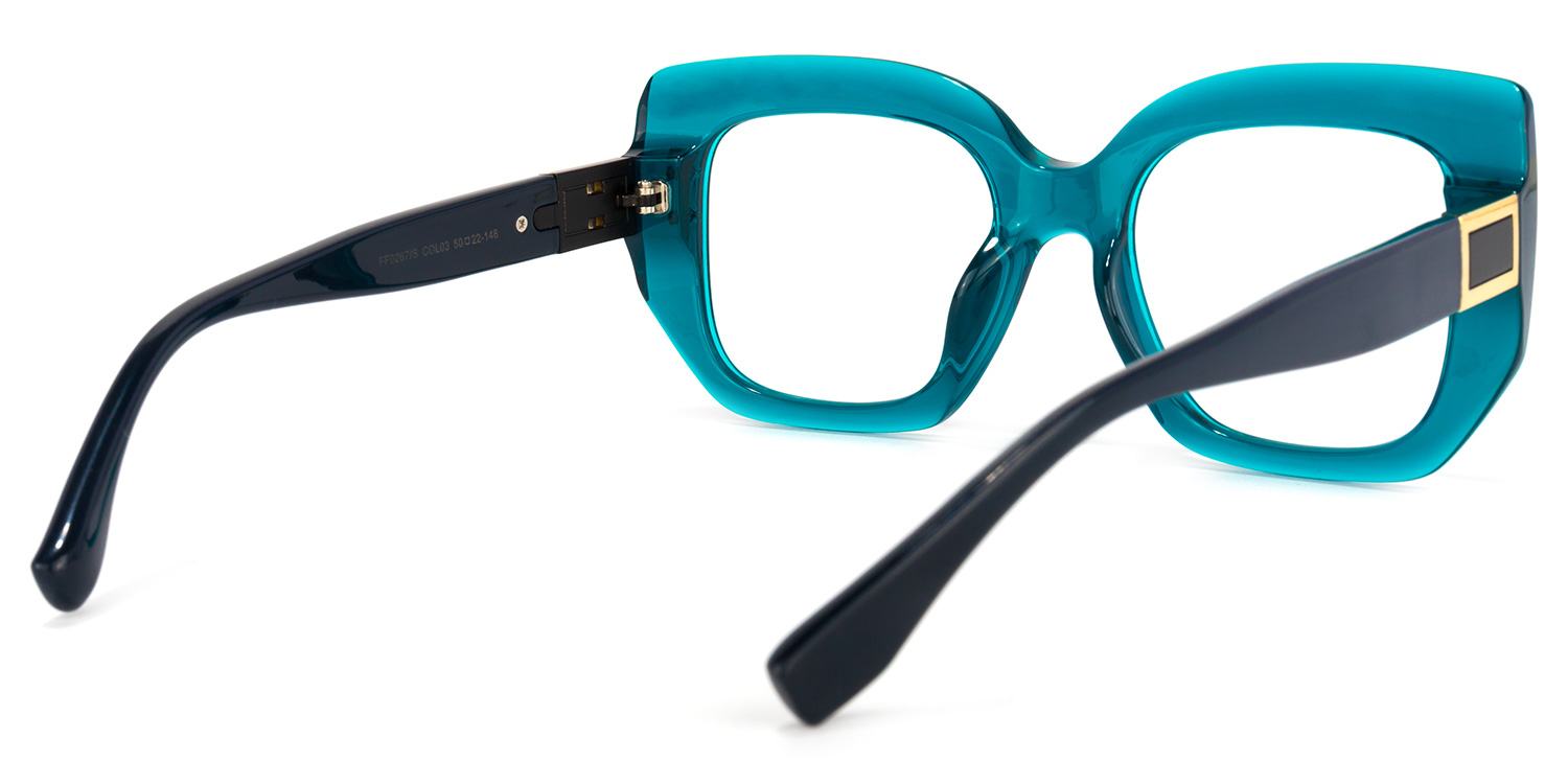 Sienna Square Peacock-Blue Glasses | ZEELOOL UK4