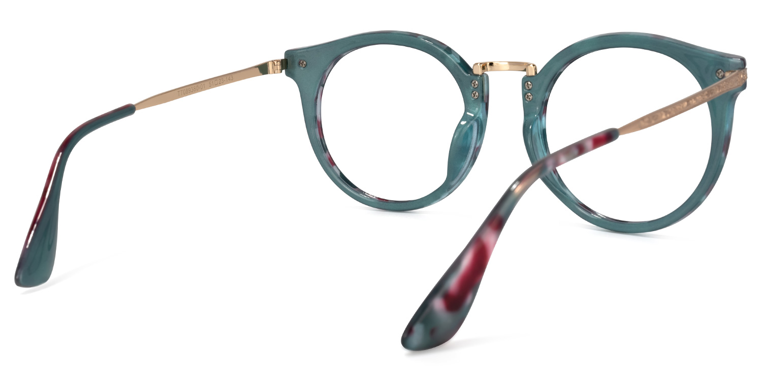 Quentina Round Blue Floral Frame Glasses | ZEELOOL UK4
