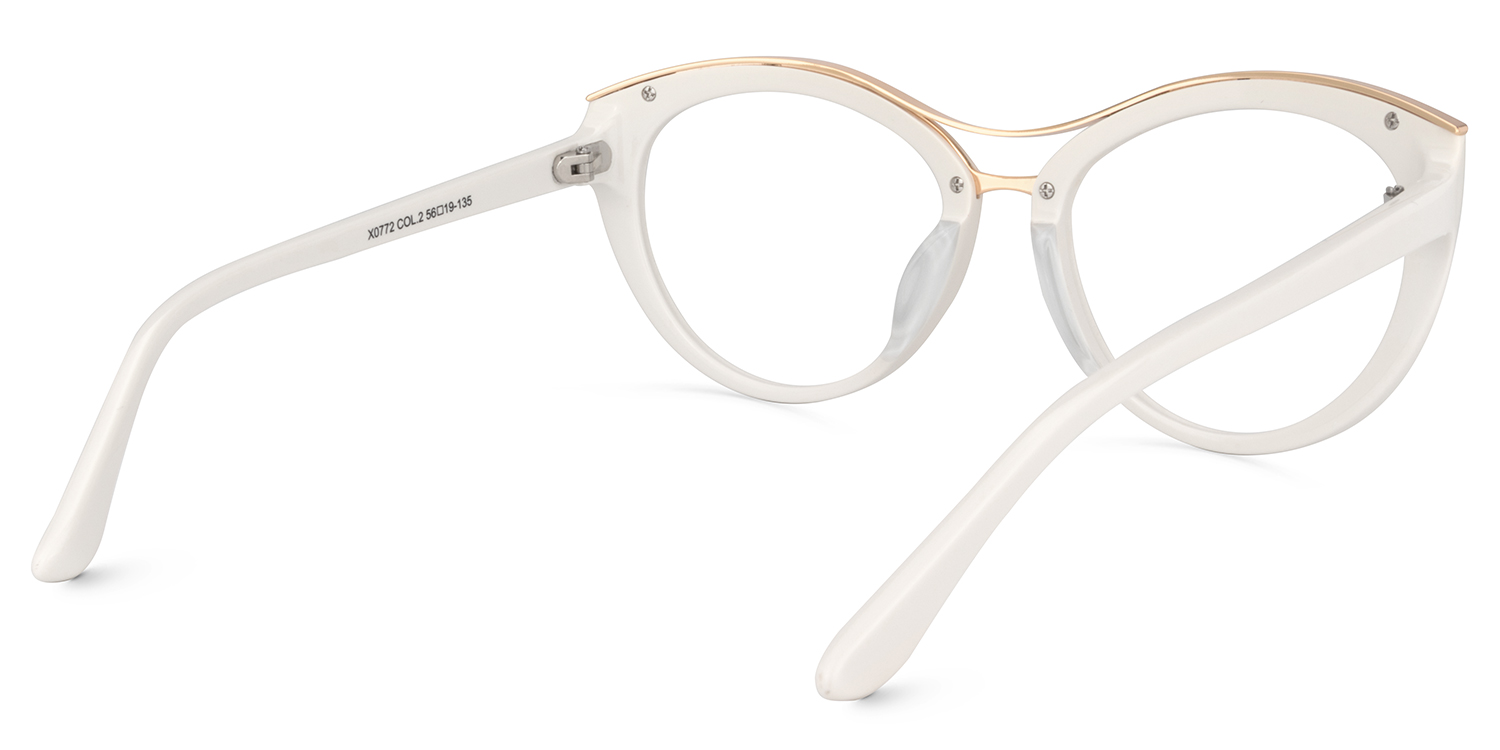Carol Cateye White Frame Glasses | ZEELOOL UK4