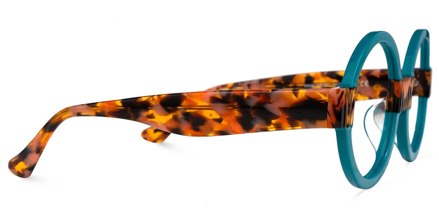 Lindsey Round Blue Frame Glasses | ZEELOOL UK2