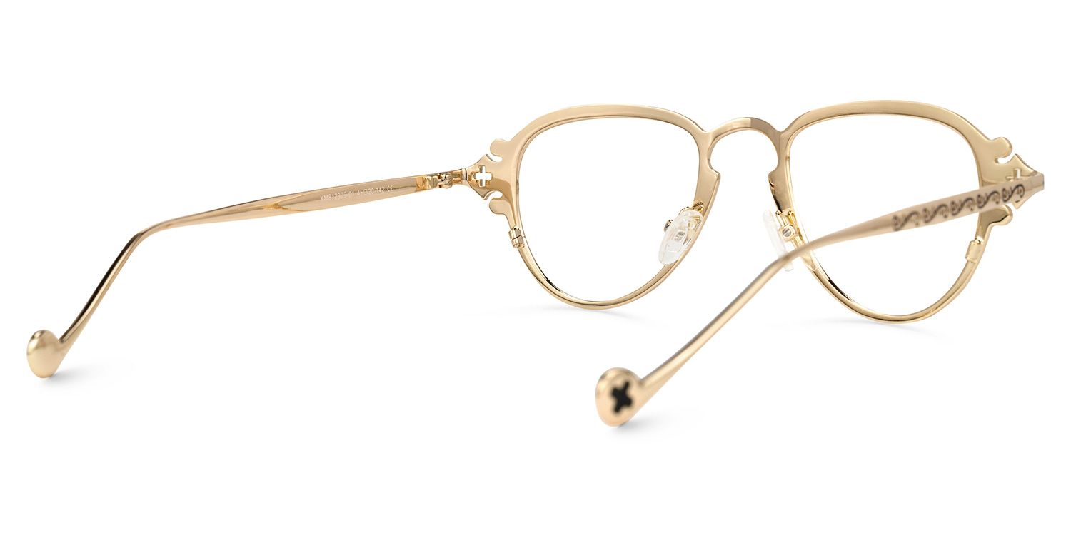 Pwaty Geometric Gold Eyeglasses with Metal Frames3