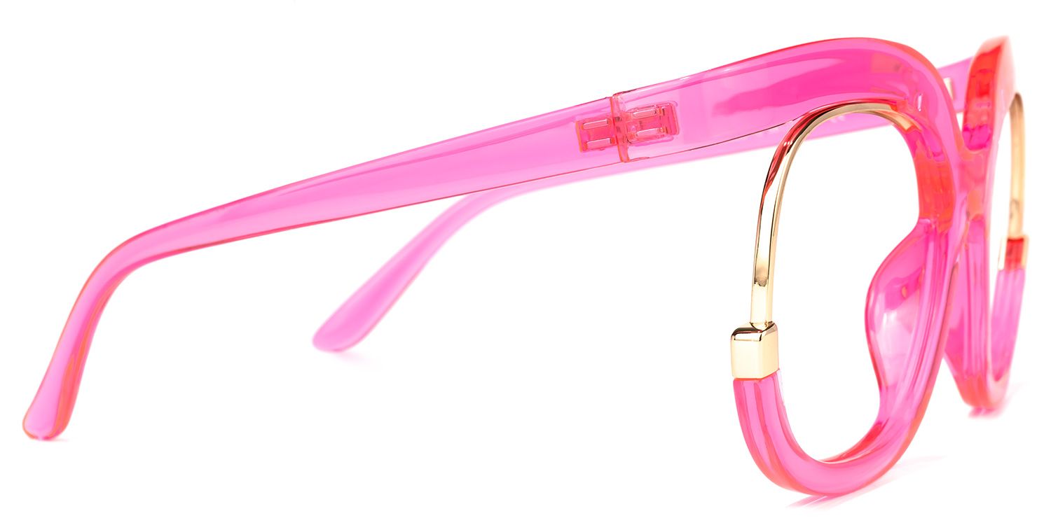 Darice Pink Round Transparent Semi-Frame Glasses | ZEELOOL UK2