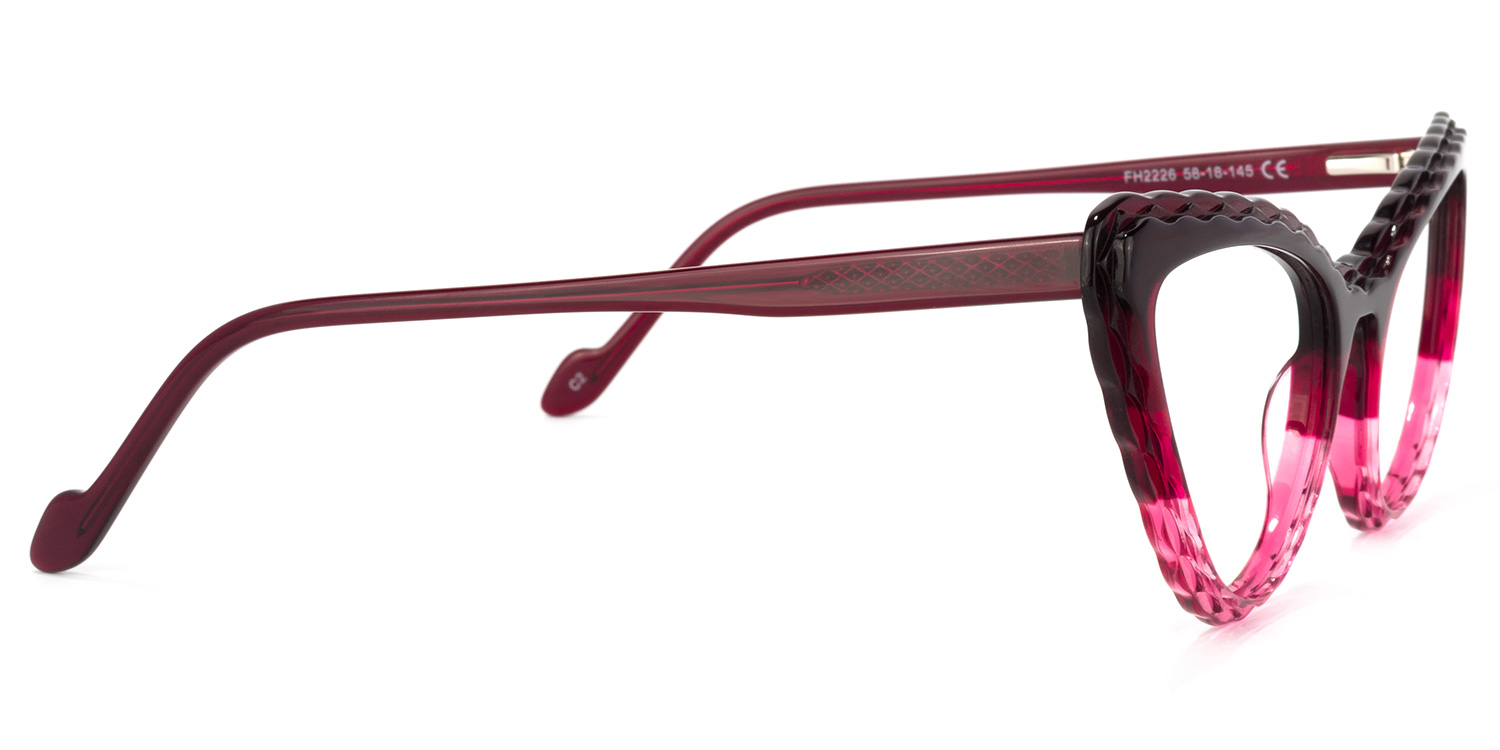 Presley Cateye Dark-Red Glasses | ZEELOOL UK3