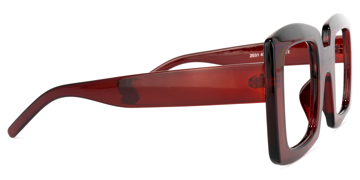 Quincey Square Dark-Red Glasses | ZEELOOL UK3
