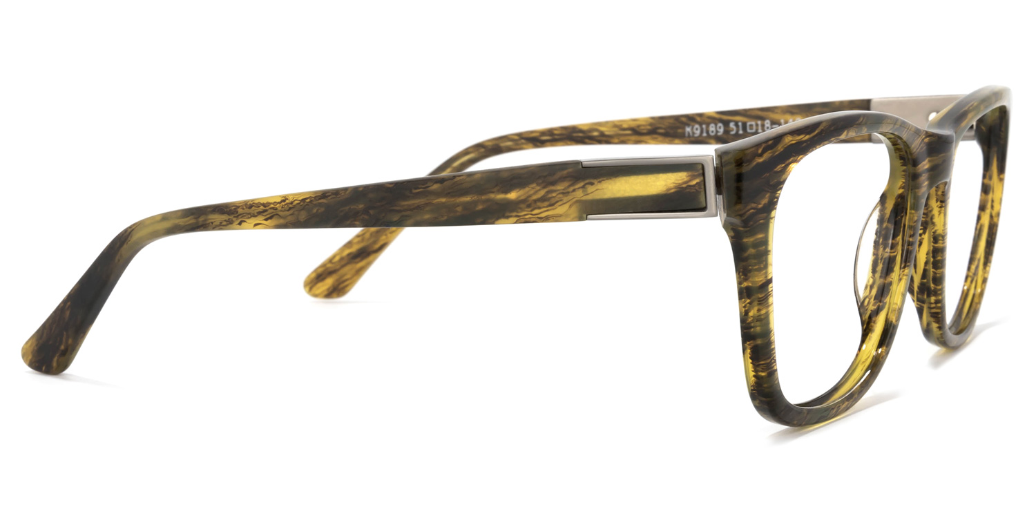 Wyatt Rectangle Yellow-Wood Glasses | ZEELOOL UK3