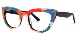 Makie Cateye Blue-Floral Glasses1