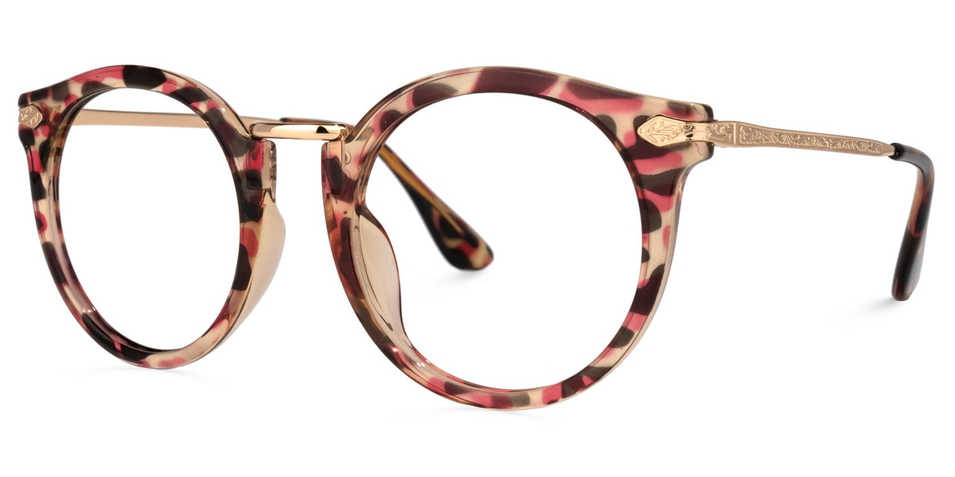 Quentina Round Red-Floral Frame Glasses | ZEELOOL UK1