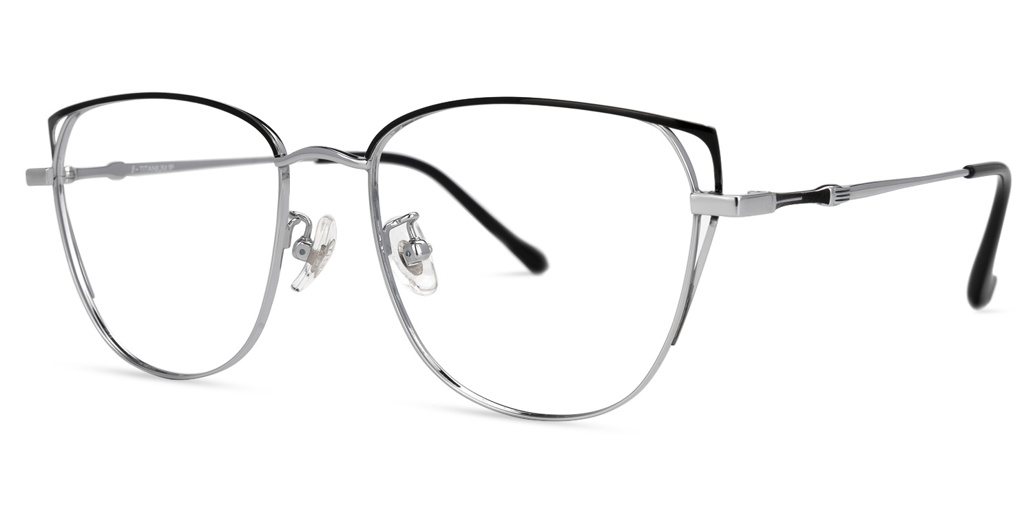 Unica Cateye Black-Silver Glasses | ZEELOOL UK1
