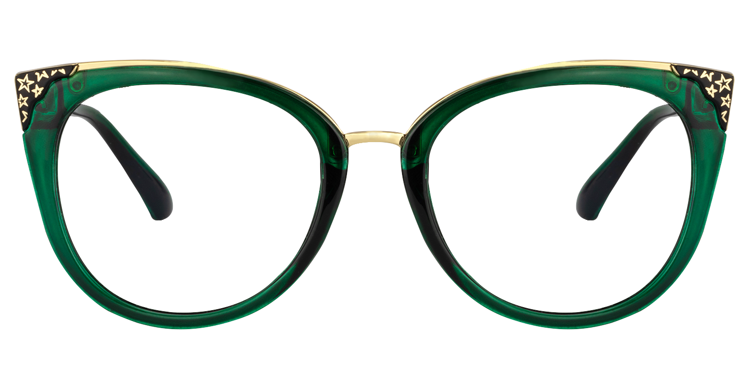 Dalton Cat Eye Dark Green Frame Glasses | ZEELOOL UK0