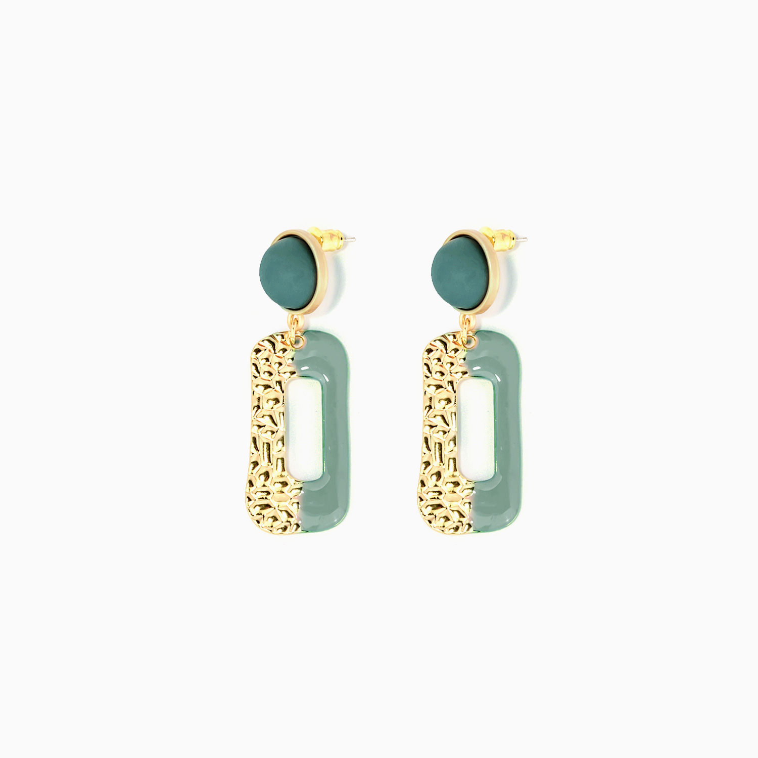 Stylish Rectangle Blue-Gold Earrings | ZEELOOL UK1