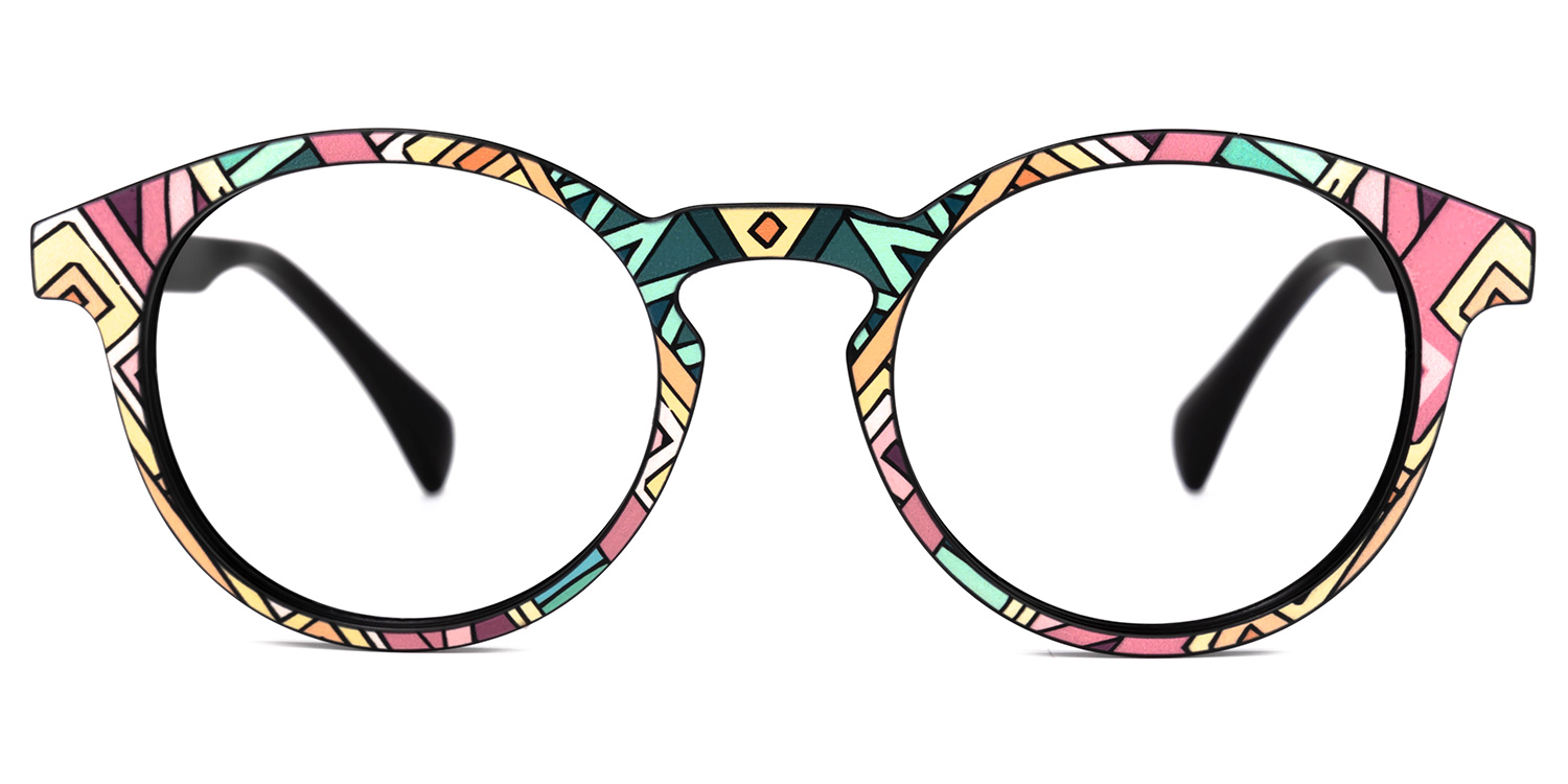 Street-Artist Round Pink-Floral Glasses0
