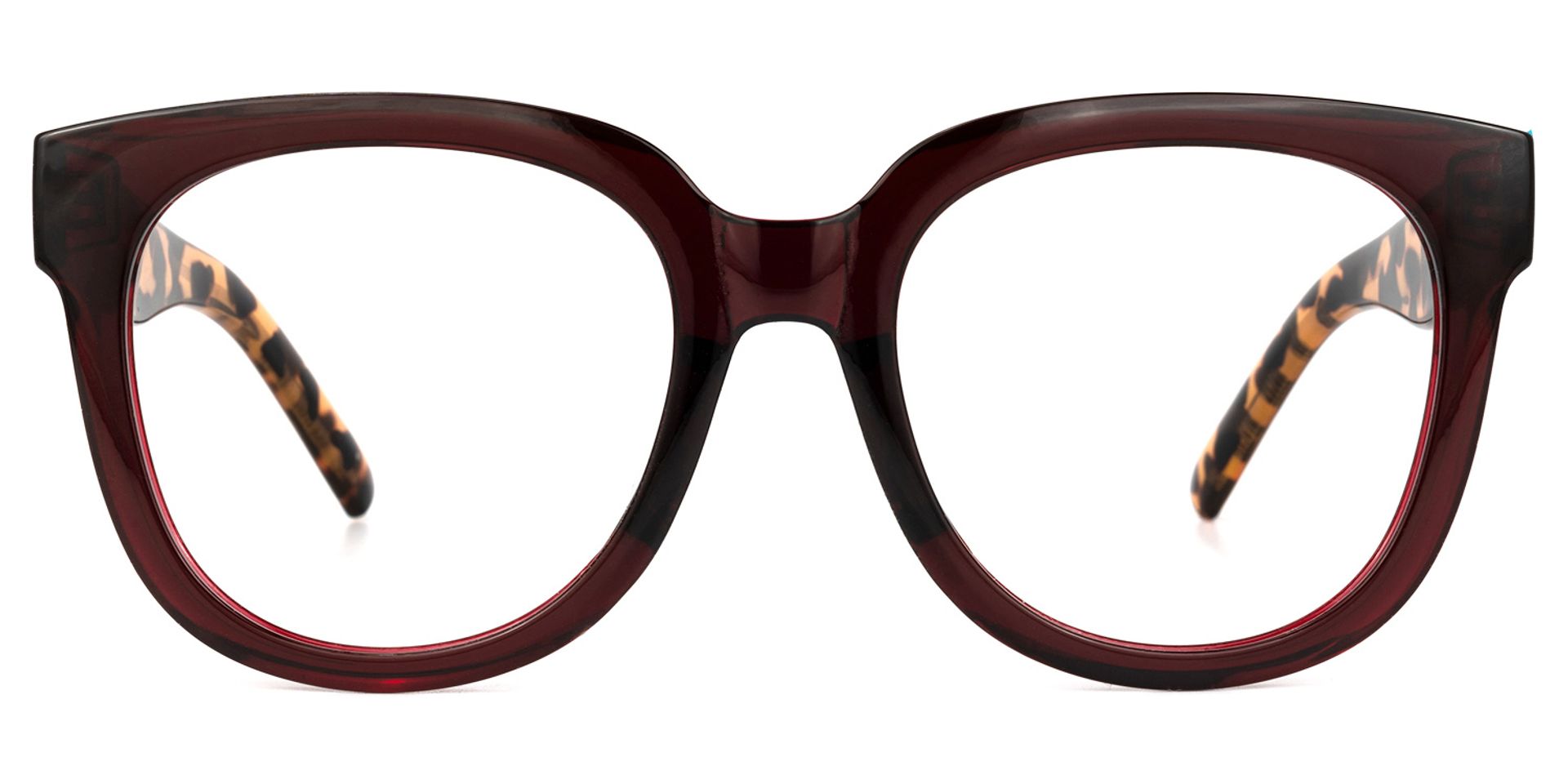Harrell Square Eyeglasses with Dark-Red Frame0