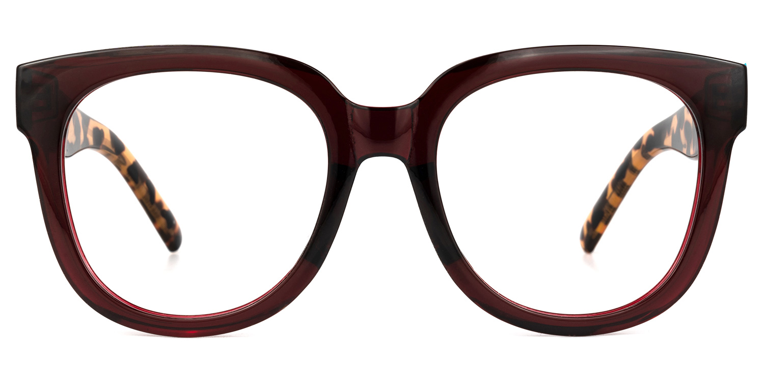 Harrell Square Dark-Red Glasses good-img
