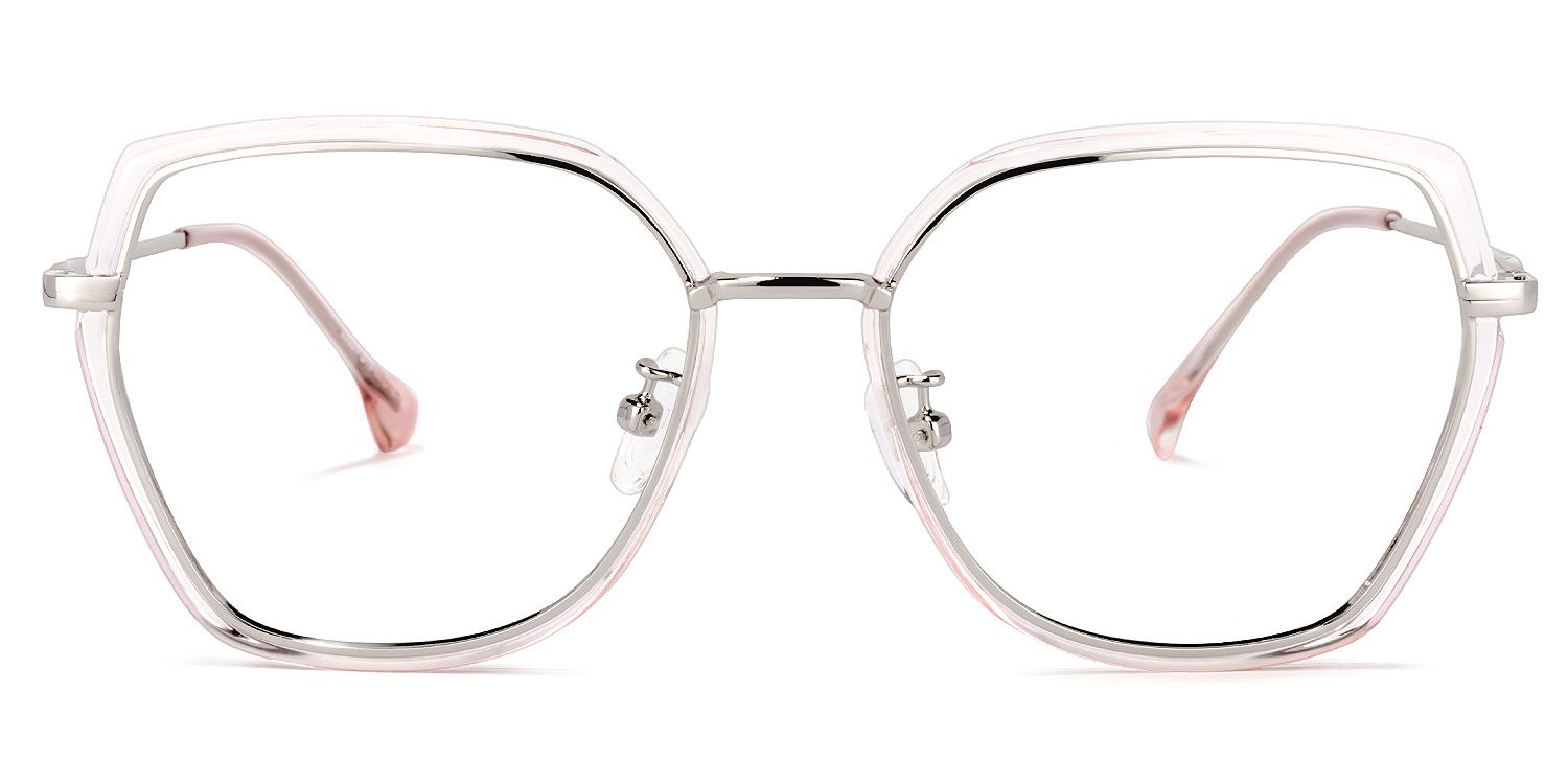 Noemi Geometric Pink-Silver Glasses | ZEELOOL UK0