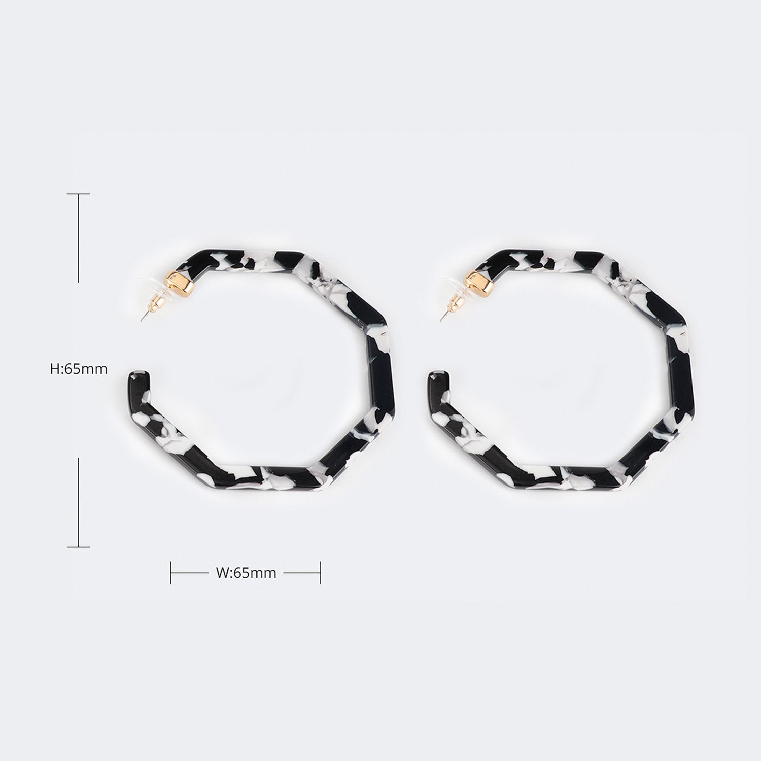 Vintage Octagon Shaped Black Earrings | ZEELOOL UK2