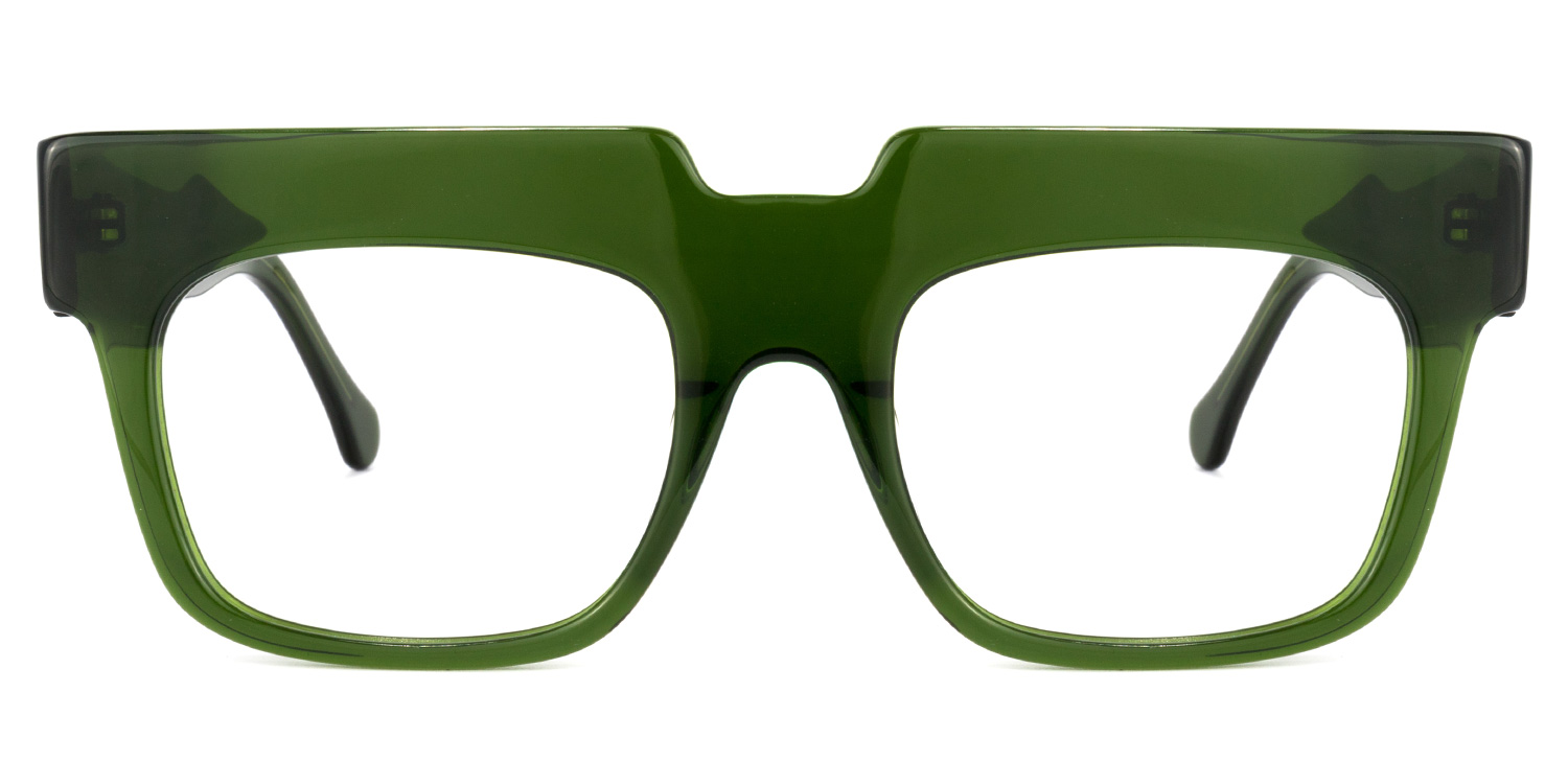 Travis Square Dark-Green Glasses | ZEELOOL UK0