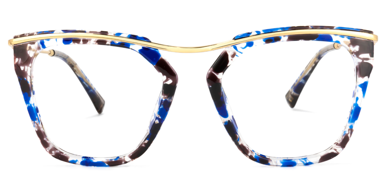 Yadiel Geometric Blue-Floral Glasses | ZEELOOL UK0