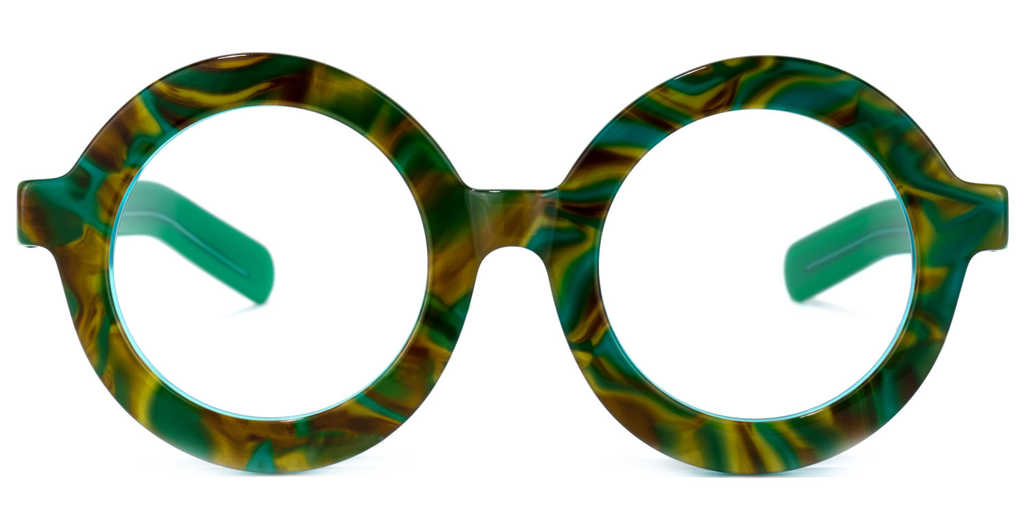 Calhoun Round Green-Floral Glasses | ZEELOOL UK0
