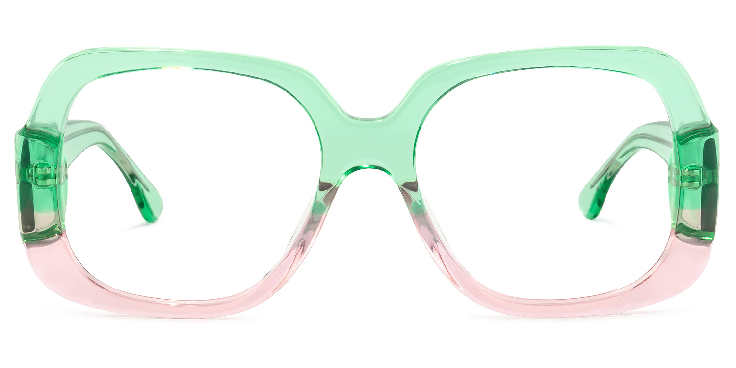 Erkrath Square Green-Pink Glasses | ZEELOOL UK0