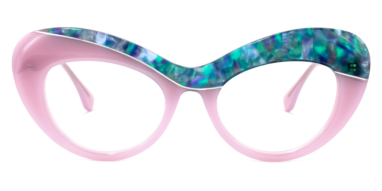 Bellamy Cateye Pink-Green Glasses | ZEELOOL UK0