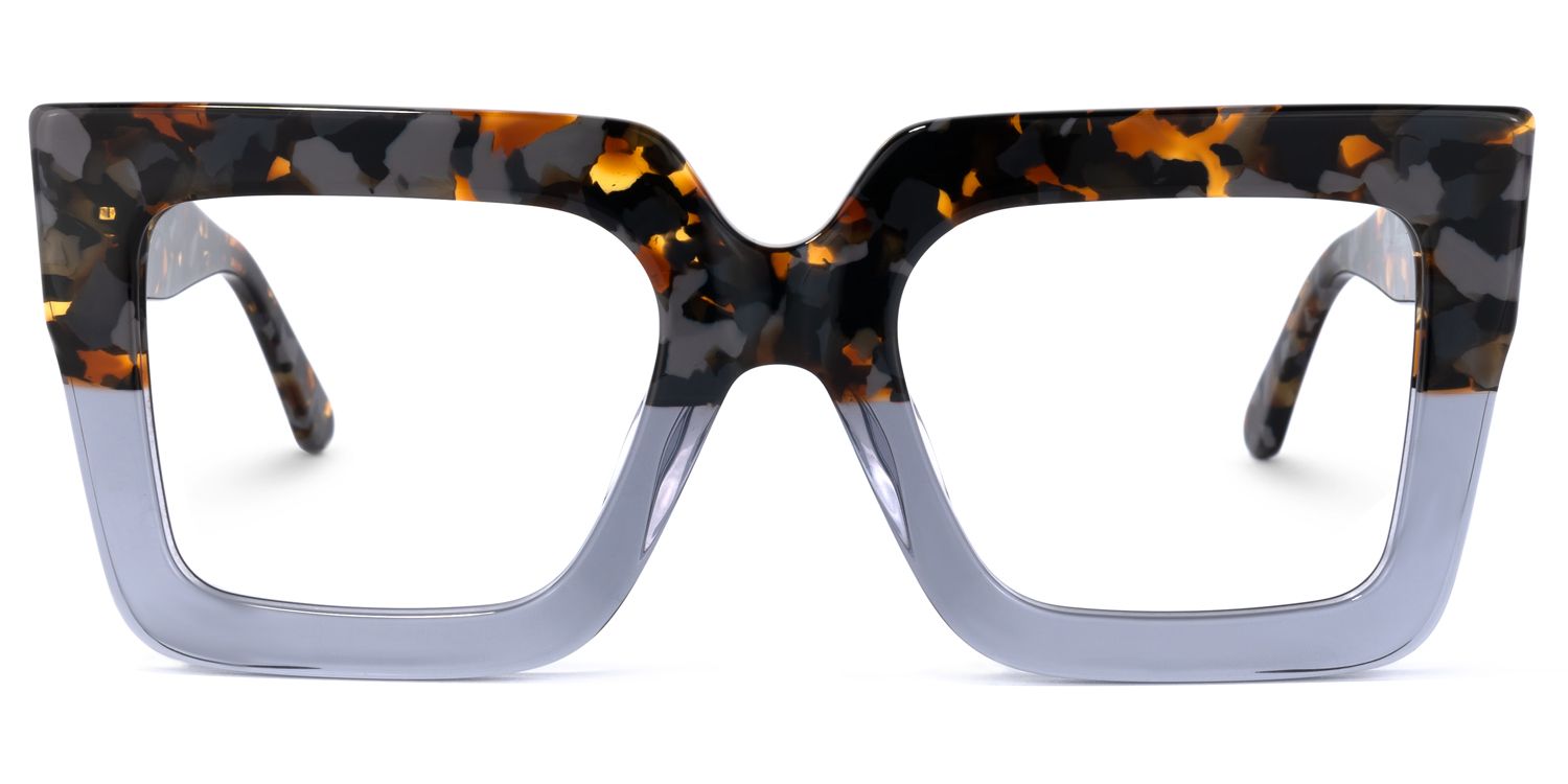 Brandon Square Gray Glasses with Two-Tone Frames0