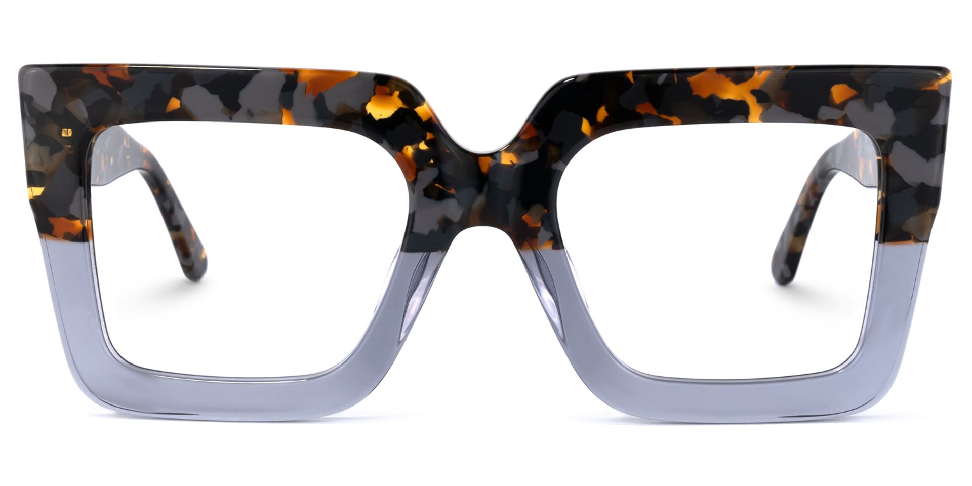 Brandon Square Gray Glasses with Two-Tone Frames0