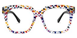 Xion Colorful-Point Square Glasses0