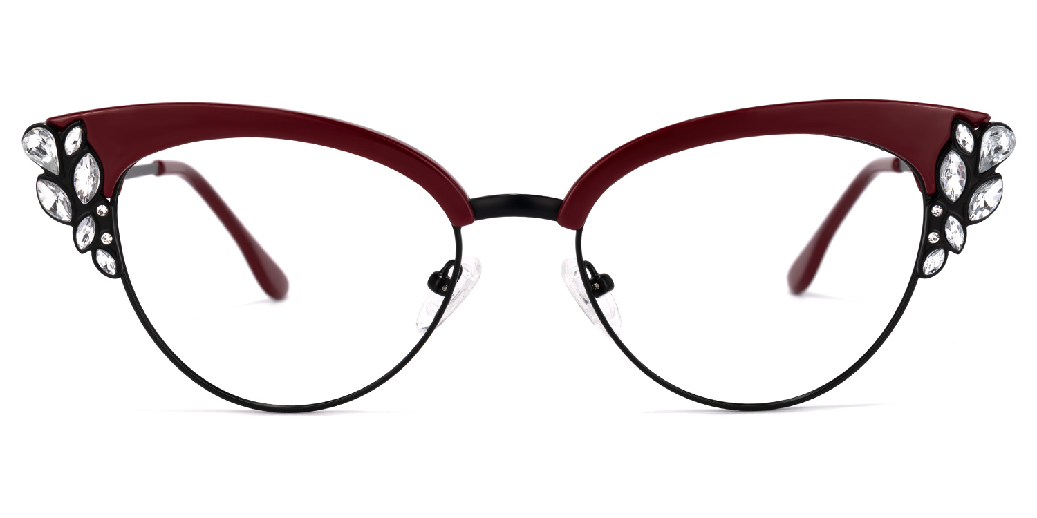 Hearn Cat Eye Dark-Red Glasses | ZEELOOL UK0