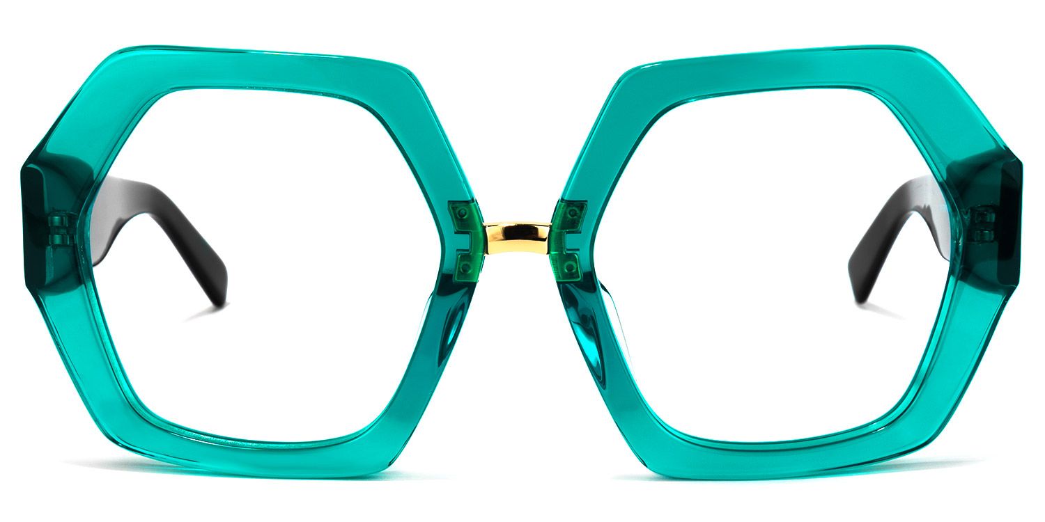 Otero Geometric Peacock-Blue Glasses | ZEELOOL UK0