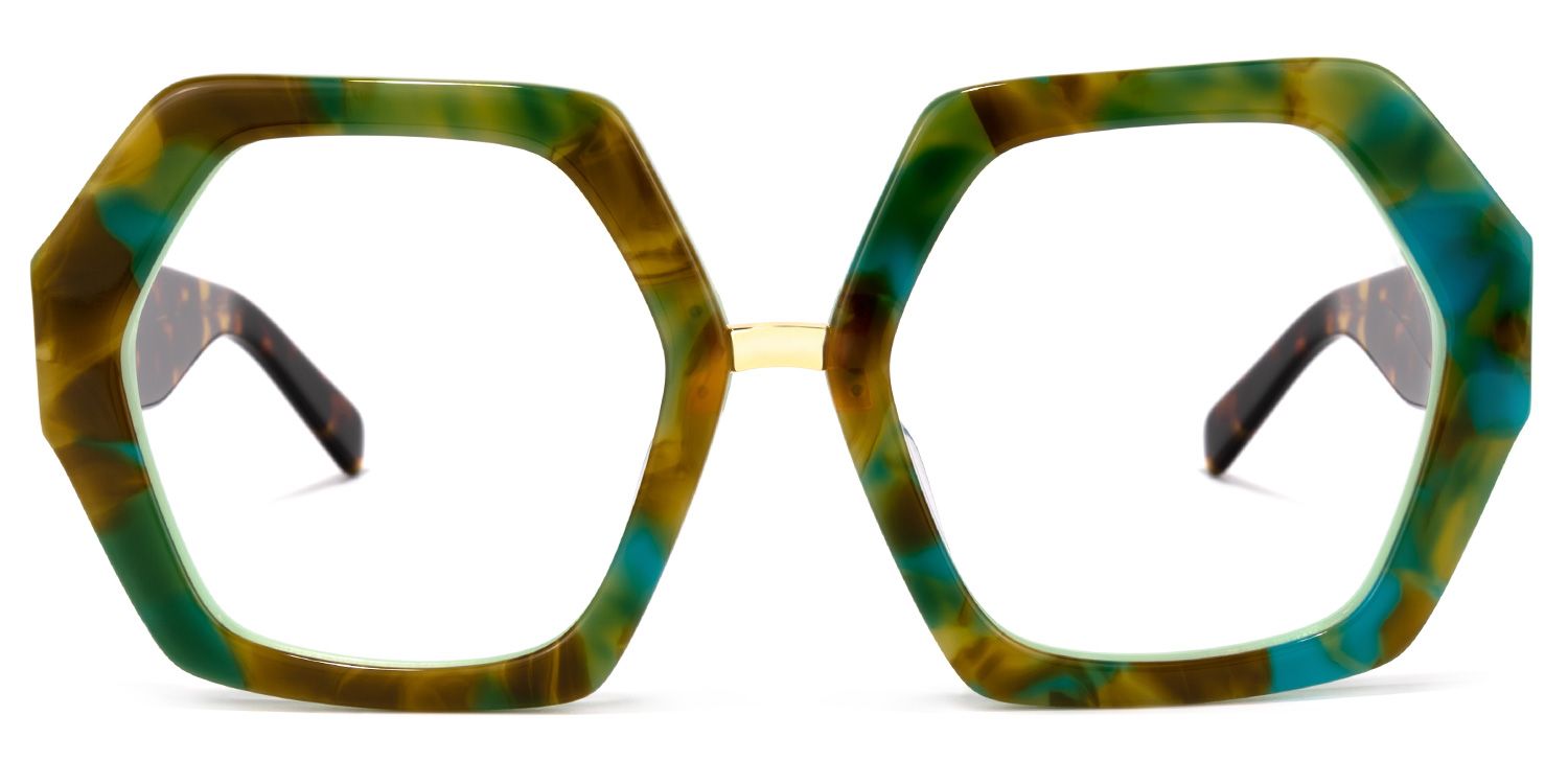 Otero Geometric Green-Yellow Glasses | ZEELOOL UK0