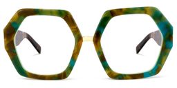 Otero Geometric Green-Yellow Glasses0