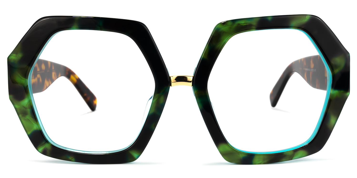 Otero Geometric Dark-Green Glasses | ZEELOOL UK0