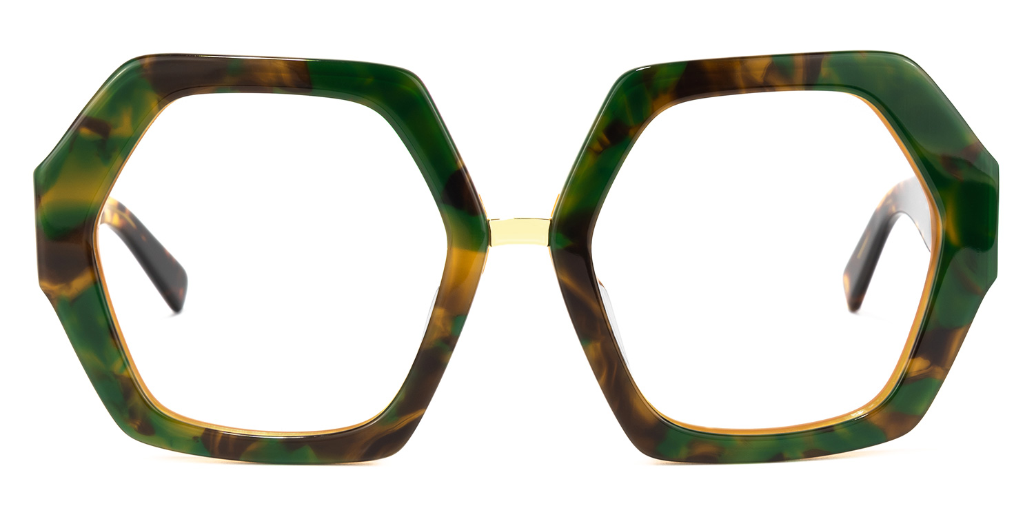 Otero Geometric Green-Floral Glasses | ZEELOOL UK0