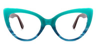 Claudette Cat Eye Blue-Green Glasses